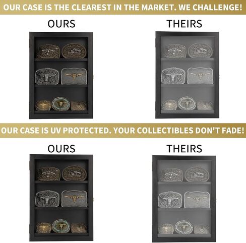 Large 19×14 inch Black Belt Buckle Display Case – Belt Buckle Display Holder Shadow Box for 5.5″×4.5″ to 6″×5″ Buckles – Belt Buckle Display & Storage Showcase in Saudi Arabia