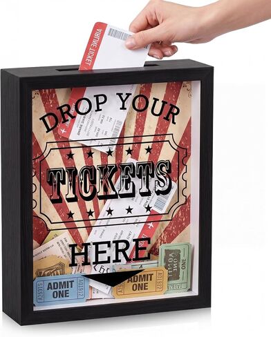 SiliFine 8"x10" Ticket Shadow Frame Box with Slot Drop Your Tickets Here Memory Box Wooden Display Holder for Storing Movie Concert Theater Sporting Event Travel Ticket Stub in Kuwait