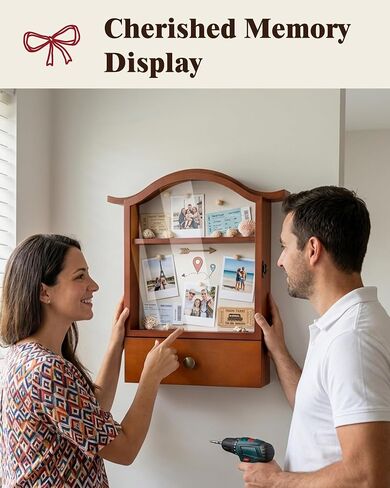 Large Vintage Shadow Box Display Case with Linen Back and Removable Shelves, Perfect for Wedding Bouquets, Memorabilia, Medals, Photos & Keepsakes in Saudi Arabia