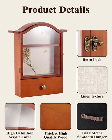Large Vintage Shadow Box Display Case with Linen Back and Removable Shelves, Perfect for Wedding Bouquets, Memorabilia, Medals, Photos & Keepsakes in Saudi Arabia