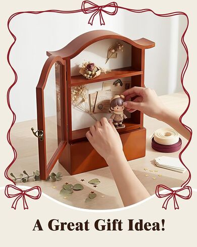 Large Vintage Shadow Box Display Case with Linen Back and Removable Shelves, Perfect for Wedding Bouquets, Memorabilia, Medals, Photos & Keepsakes in Saudi Arabia