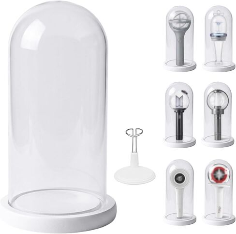 شاشة عرض K-pop Lightstick مع قاعدة وحامل - غطاء عصا إضاءة على شكل جرس بقبة زجاجية وتخزين - متوافق مع معظم عصا الإضاءة في الحفلات الموسيقية - ديكور منزلي مقاوم للغبار in Kuwait