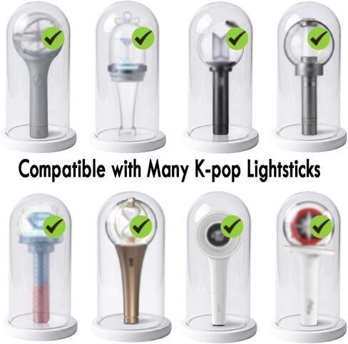 شاشة عرض K-pop Lightstick مع قاعدة وحامل - غطاء عصا إضاءة على شكل جرس بقبة زجاجية وتخزين - متوافق مع معظم عصا الإضاءة في الحفلات الموسيقية - ديكور منزلي مقاوم للغبار in Kuwait