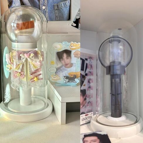 شاشة عرض K-pop Lightstick مع قاعدة وحامل - غطاء عصا إضاءة على شكل جرس بقبة زجاجية وتخزين - متوافق مع معظم عصا الإضاءة في الحفلات الموسيقية - ديكور منزلي مقاوم للغبار in Kuwait