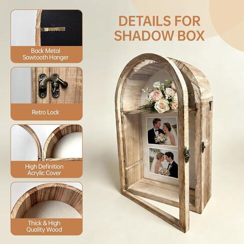 إطار صندوق ظلال كبير مقاس 10 × 16 مع أرفف صندوقية قابلة للإزالة، وحقيبة عرض صندوق الظل العميق مع ظهر من الكتان، وصندوق ذاكرة للتذكارات، وحفلات الزفاف، والميداليات والصور، وصندوق الظلال بني متفحم in Saudi Arabia