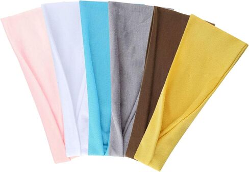 Headbands for Women, Set of 6, Soft Fabric Elastic Head Wraps, Non Slip Design for Workouts, Yoga, and Daily Use, Multicolor Stretchy Hair Bands in Saudi Arabia