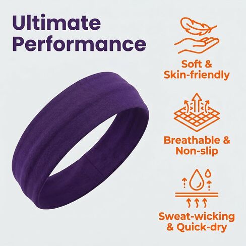 Purple Headband for Women – Stylish Nike-Inspired Sweatbands, Ultra Soft Stretch Elastic，Perfect for Hiking & Everyday Wear（20PCS ） in Saudi Arabia