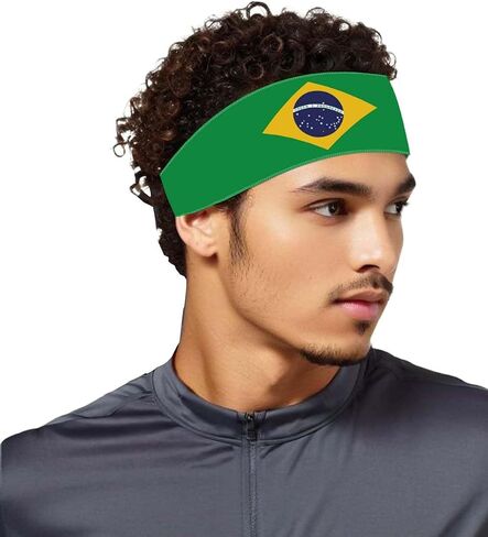 Brazil Flag Velvet Headband for Man Woman,Brazilian Flag Non Slip Soft Head Band Bandana for Sport Travel Running Working Out in Saudi Arabia
