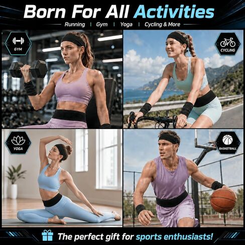 3PCS Running Gear Set for Women, Sports Cooling Headband, Running Slim Belt and Wrist Sweat Towel, Non-Slip Sweatbands Soft Breathable Cooling Workout Sweat Band for Yoga,Gym,Hiking, Fitness in Saudi Arabia