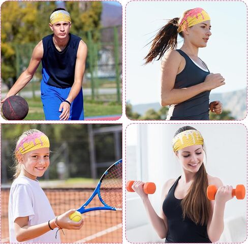 BLMHTWO 6 PCS Ice Cream Baseball Headband, Teenager Wide Headbands with Ice Cream Drip Sweatband Headbands for Women & Men Running, Cycling, Football in Kuwait