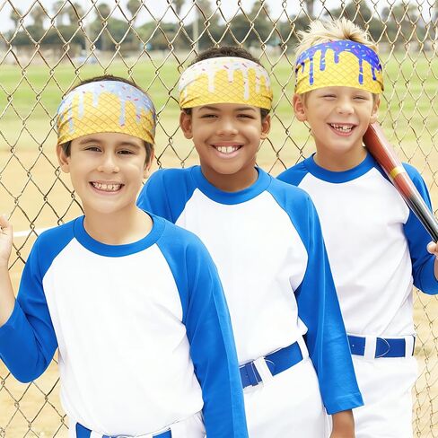BLMHTWO 6 PCS Ice Cream Baseball Headband, Teenager Wide Headbands with Ice Cream Drip Sweatband Headbands for Women & Men Running, Cycling, Football in Kuwait