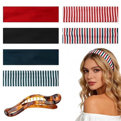 Hair Headbands for Women Stretch Fashion Head Bands 6 Pack Non-Slip Head,Give a big hairpin,for Spa, Sports, Yoga, Pilates, Running, Gym, Workouts. in Saudi Arabia