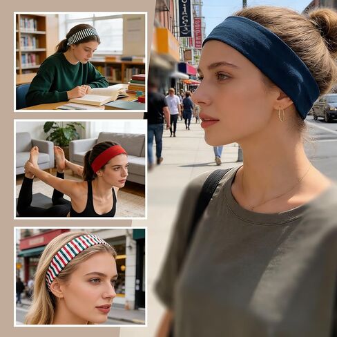Hair Headbands for Women Stretch Fashion Head Bands 6 Pack Non-Slip Head,Give a big hairpin,for Spa, Sports, Yoga, Pilates, Running, Gym, Workouts. in Saudi Arabia