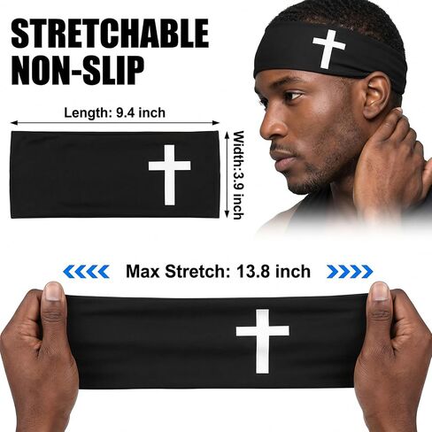4 PCS Christian Headbands for Men Women Jesus Faith Cross Athletic Sweatbands Moisture Wicking Twist Knotted Criss Cross Hair Bands in Saudi Arabia