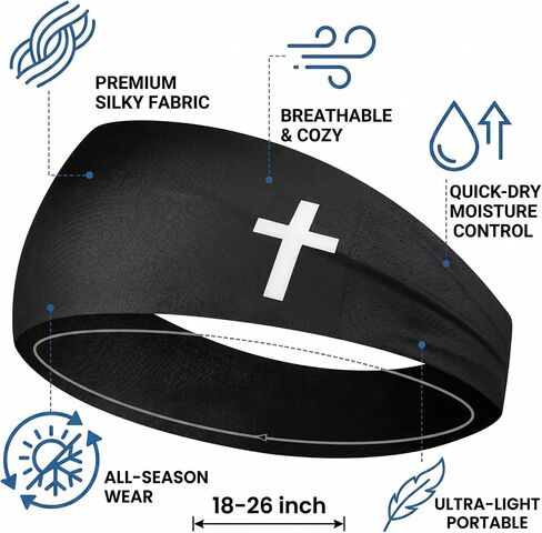 4 PCS Christian Headbands for Men Women Jesus Faith Cross Athletic Sweatbands Moisture Wicking Twist Knotted Criss Cross Hair Bands in Saudi Arabia