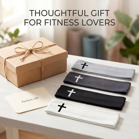 4 PCS Christian Headbands for Men Women Jesus Faith Cross Athletic Sweatbands Moisture Wicking Twist Knotted Criss Cross Hair Bands in Saudi Arabia