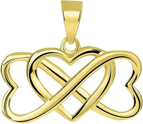 Jewelry America 14k Yellow Gold Interlocking Triple Heart Infinity Love Symbol Pendant in Kuwait