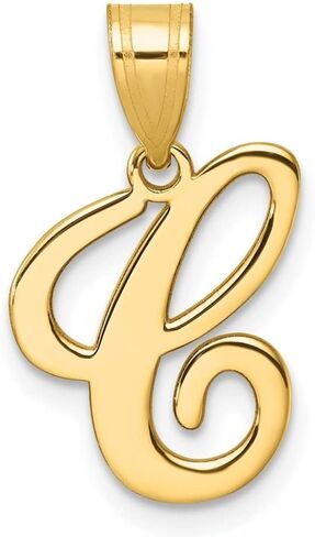 14K Yellow Gold Script Letter's Initial Charm Pendant (A to Z) in Kuwait