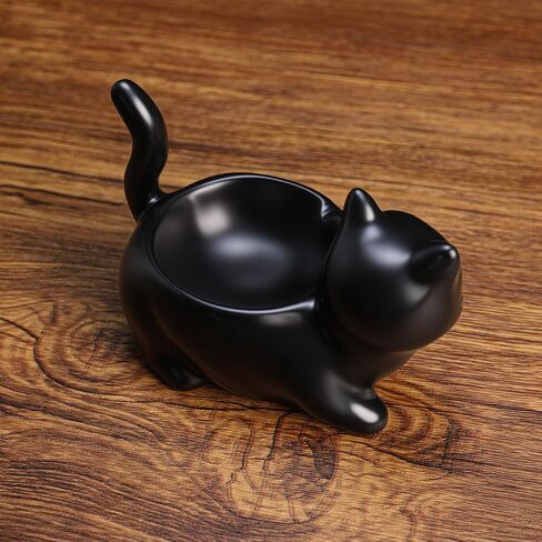 WAIT FLY Ceramic Black Cat Ashtray, Cigar Ashtray for Indoor or Outdoor use, Home Office Decor in Kuwait
