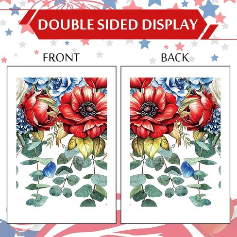 Whaline 8 Sheets Patriotic Window Clings Large 4th of July Window Stickers Red Blue White Star Floral Double-Sided Glass Decals for Independence Day 250th Anniversary Home Party Decoration in Kuwait