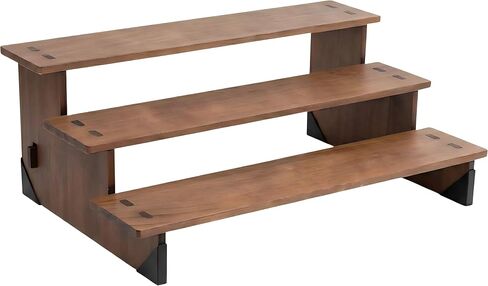 3 Tier Wooden Riser, Display Organizer Stand for Spice Jars, Coffee Bar, Perfume, Cupcakes, Vendor Display & Jewelry (15.7'' Spacious Long Size) in Kuwait