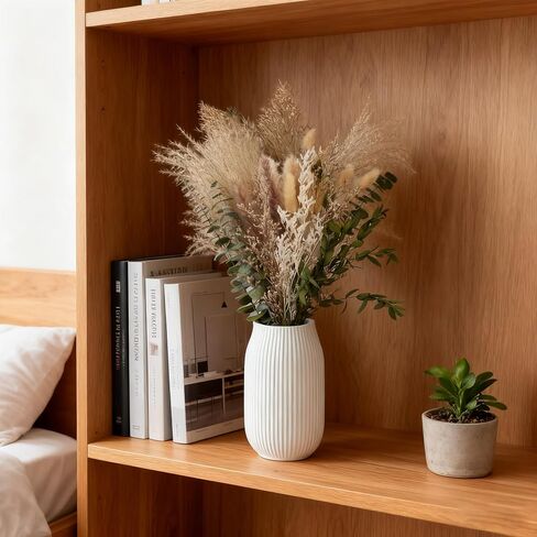 Natural Dried Pampas Grass Bouquet - 9 Varieties Mix with Eucalyptus & Bunny Tails - 17" Non-Shedding & Dye-Free Dried Flowers for Vase - Elegant Boho Home Decor for Wedding, Table & Shelf in Kuwait