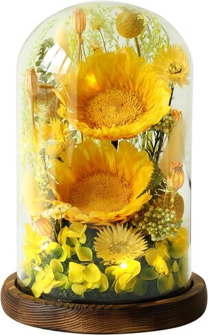 Sunflower Gifts for Women,Preserved Sunflowers Real Flowers in Glass Dome,Birthday Sunflowers Gifts for Mom Women Grandma Mom Wife in Saudi Arabia