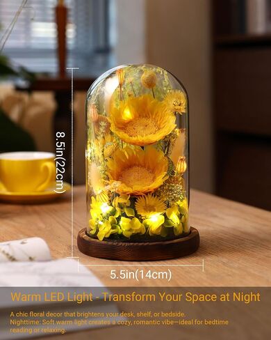 Sunflower Gifts for Women,Preserved Sunflowers Real Flowers in Glass Dome,Birthday Sunflowers Gifts for Mom Women Grandma Mom Wife in Saudi Arabia