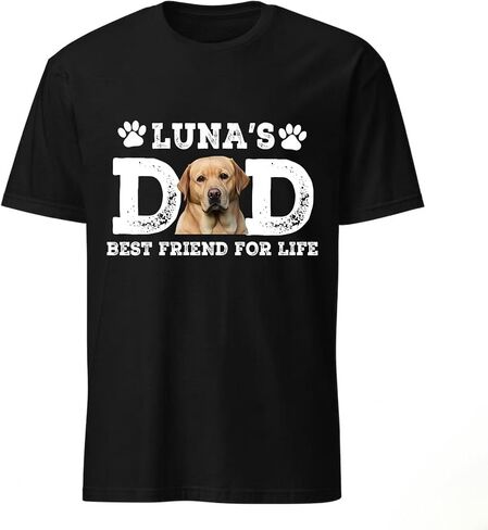 Custom Dog Dad Shirt with Picture & Name Fathers Day Personalized Gifts for Husband Dad Customized Best Dad Ever T Shirts in Saudi Arabia