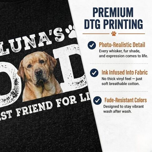 Custom Dog Dad Shirt with Picture & Name Fathers Day Personalized Gifts for Husband Dad Customized Best Dad Ever T Shirts in Saudi Arabia