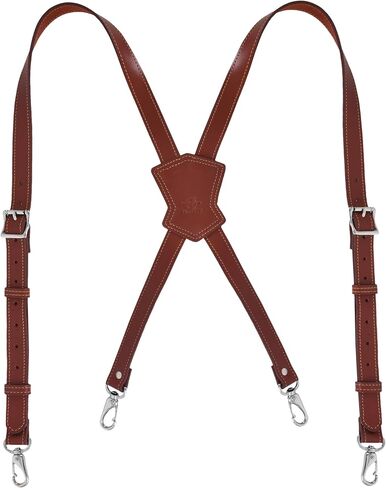 Genuine Leather Suspenders for Men Heavy Duty X Back Brown Braces Adjustable Groomsmen Wedding Gift in Saudi Arabia
