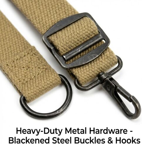 WW2 US Army M1936 Suspenders - Original Pattern X-Back Canvas Web Gear Suspenders for Belt, Authentic Replica for M1 Garand & BAR Belts, WWII Reenactment, Men's Adjustable Elastic in Saudi Arabia