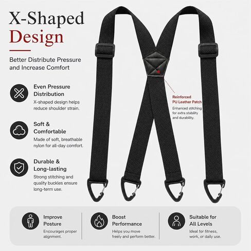 X Back Hidden Suspenders, 1.5 Inches Adjustable Elastic Under Clothing Heavy Duty Work Suspenders for Men Women in Saudi Arabia