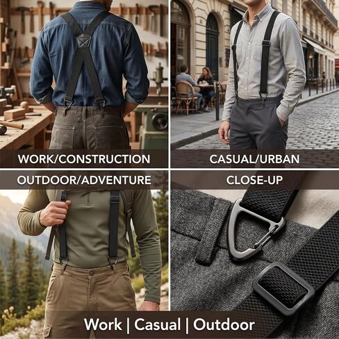 X Back Hidden Suspenders, 1.5 Inches Adjustable Elastic Under Clothing Heavy Duty Work Suspenders for Men Women in Saudi Arabia