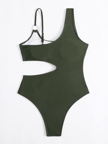 Women's Sexy Cutout Monokini Swimsuit - Army Green One Piece Beachwear for Summer 2026 in Kuwait