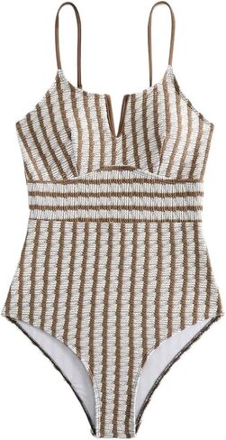 Womens Striped Spaghetti Strap Monokini One Piece Swimsuit for Beach and Vacation in Kuwait