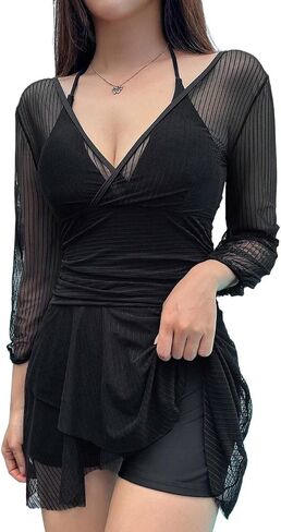 Womens Halter Neck Casual One Piece Swimsuit - Sheer Monokini for Beach & Vacation in Kuwait
