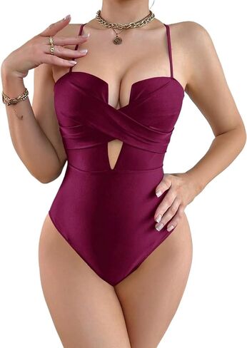 Women's Backless Spaghetti Strap Monokini Swimsuit - Casual Push Up One-Piece Bikini for Beach & Vacation 2026 in Kuwait