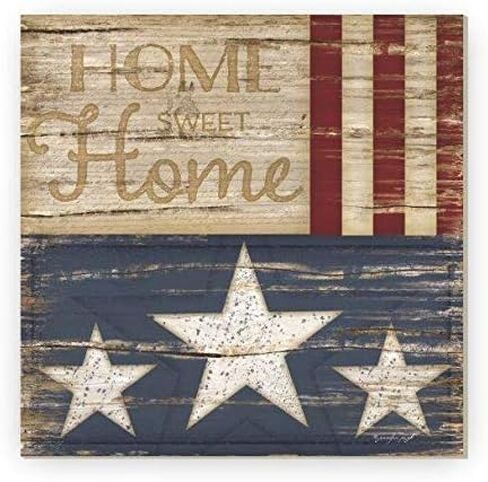 Home Sweet Home Patriotic Rustic Framed Wood Farmhouse Wall Sign 12x12 (Frame Included) in Kuwait