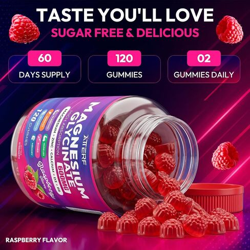 Magnesium Glycinate Gummies 600mg, Sugar Free High Absorption Chewable Magnesium Gummies with Zinc, Calcium, CoQ10 & B6 for Zzz, Relaxation, Brain & Muscle Support, Magnesium Supplement with Family in Saudi Arabia
