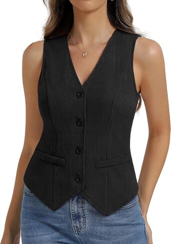 Belle Poque Womens Vest Top Trendy Knitted Waistcoat Sleeveless Button Down Tops Suit Vest Tops in Kuwait