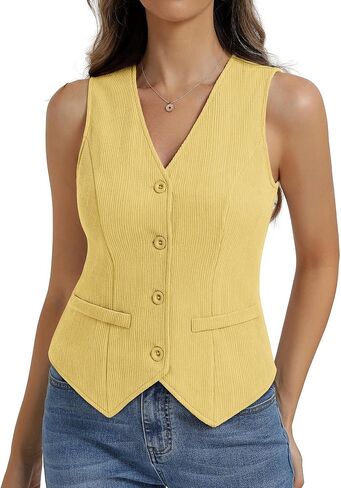 Belle Poque Womens Vest Top Trendy Knitted Waistcoat Sleeveless Button Down Tops Suit Vest Tops in Kuwait