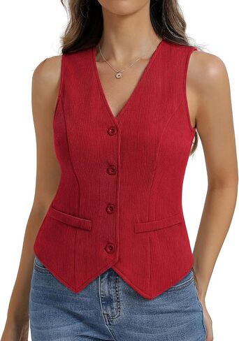 Belle Poque Womens Vest Top Trendy Knitted Waistcoat Sleeveless Button Down Tops Suit Vest Tops in Kuwait