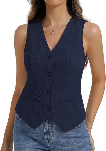 Belle Poque Womens Vest Top Trendy Knitted Waistcoat Sleeveless Button Down Tops Suit Vest Tops in Kuwait