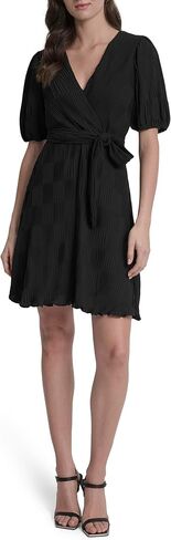 DKNY womens Pleated V-neck Wear to Work Dress in Kuwait