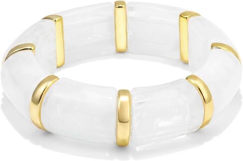 Colorful Acrylic Chunky Bangles for Women, 14K Gold-Plated Stackable Stretch Bracelets, Trendy Fashion Jewelry Gift in Saudi Arabia