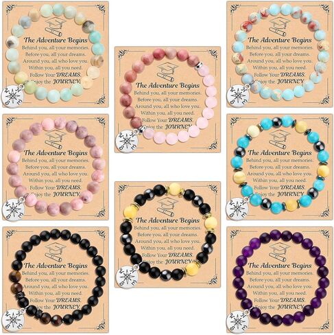 SAMOCO 8Pcs 2026 Graduation Gifts for Women Inspirational Heart/Compass Bracelets with Gift Message Card for Women Men Friends Family in Saudi Arabia