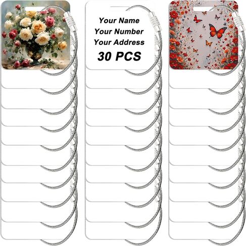 30 Pcs Sublimation Luggage Tag Blanks Metal Bag Tags Double Sided Aluminum Keychains Sublimation Blanks Bulk Products Items with 30 Stainless Steel Loops for DIY Gifts Square 2"x2" in Saudi Arabia