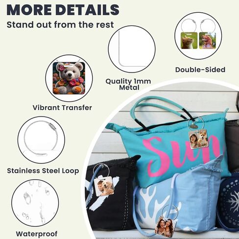 30 Pcs Sublimation Luggage Tag Blanks Metal Bag Tags Double Sided Aluminum Keychains Sublimation Blanks Bulk Products Items with 30 Stainless Steel Loops for DIY Gifts Square 2"x2" in Saudi Arabia