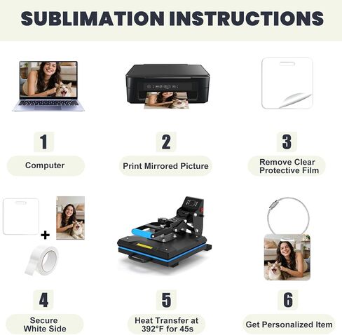 30 Pcs Sublimation Luggage Tag Blanks Metal Bag Tags Double Sided Aluminum Keychains Sublimation Blanks Bulk Products Items with 30 Stainless Steel Loops for DIY Gifts Square 2"x2" in Saudi Arabia